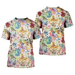 Colorful Disneyworld Magical Patterns Disney Graphic Cartoon Outfits Unisex All Over Print T-shirts Meaningful Gift For Family Gift For Boyfriend Valentine Gift