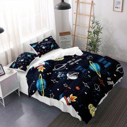 Childrens Space Ship Galaxy Bedding Set Rocket Planet StarGift For Your Girlfriend Boyfriend Gift For Love Gift For Friend Best Valentine Present Holiday Gift