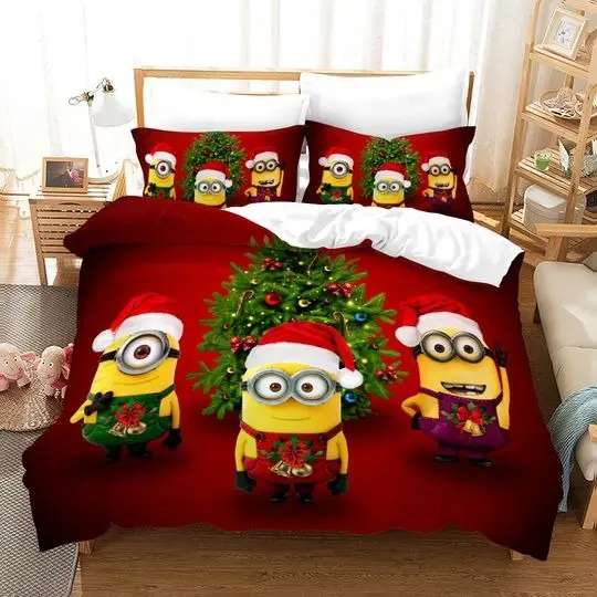 Christmas Minions Style Bedding Set Gift For Your Girlfriend Boyfriend Gift For Love Gift For Friend Best Valentine Present Holiday Gift