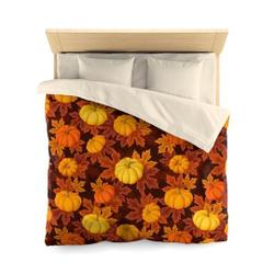 Fall Duvet Cover, Autumn Leaves Pumpkin Microfiber Full Queen TwinGift For Your Girlfriend Boyfriend Gift For Love Gift For Friend Best Valentine Present Holiday Gift
