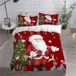 Santa Claus and Christmas tree Bedding Set Gift For Your Girlfriend Boyfriend Gift For Love Gift For Friend Best Valentine Present Holiday Gift