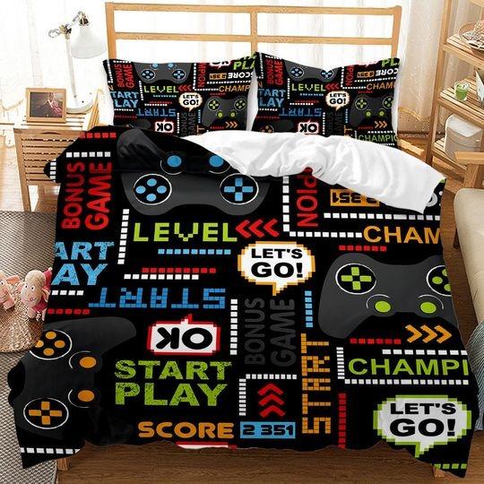 Kids Video Games Themed Bedding Set Gift For Your Girlfriend Boyfriend Gift For Love Gift For Friend Best Valentine Present Holiday Gift