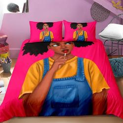 Little Black Girl Bedding Sets King, Black Magic Girl Bedding Set Gift For Your Girlfriend Boyfriend Gift For Love Gift For Friend Best Valentine Present Holiday Gift