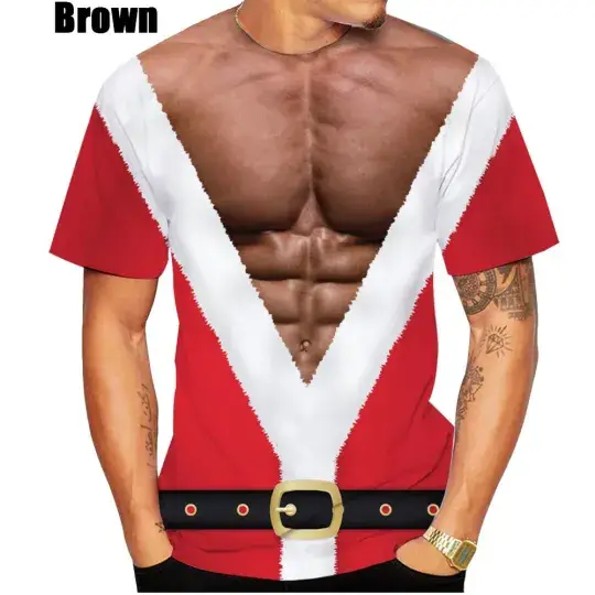 Funny Muscle Christmas T-Shirt, 3D T-Shirt 3 Meaningful Gift For Family Gift For Boyfriend Valentine Gift