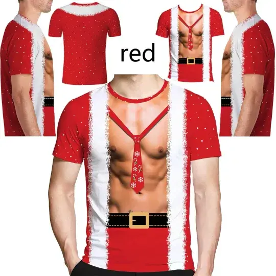 Funny Muscle Christmas T-Shirt, 3D T-Shirt Meaningful Gift For Family Gift For Boyfriend Valentine Gift