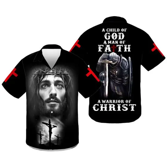 A Child Of God Hawaii Set, Man Faith Hawaii Shirt Gift For Your Girlfriend Boyfriend Gift For Love Gift For Friend Best Valentine Present Holiday Gift