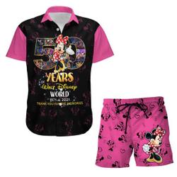 Minnie Mouse Pink 50th Anniversary Glitter Castle Disney Hawaiian Shirt Gift For Your Girlfriend Boyfriend Gift For Love Gift For Friend Best Valentine Present Holiday Gift