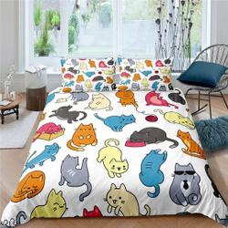 Funny cats bedding cute duvet cover set, kids bedding full, nursery bed decor, cat lovers gift baby shower, toddler bedding