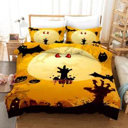 Yellow Happy Halloween bedding Set Gift For Your Girlfriend Boyfriend Gift For Love Gift For Friend Best Valentine Present Holiday Gift