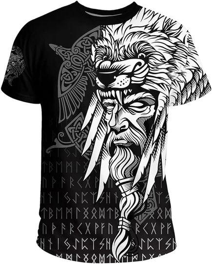 Vikings Men's with Nordic Odin 3D Tattoo Summer T Shirt Meaningful Gift For Family Gift For Boyfriend Valentine Gift