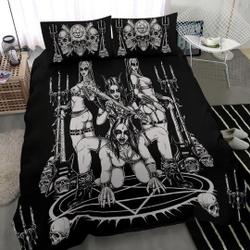 Skull Satanic Pentagram Ultimate Black Bedding Set Gift For Your Girlfriend Boyfriend Gift For Love Gift For Friend Best Valentine Present Holiday Gift