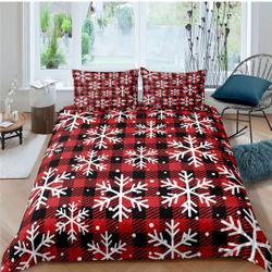 Snowflakes red checkered Bedding setsGift For Your Girlfriend Boyfriend Gift For Love Gift For Friend Best Valentine Present Holiday Gift