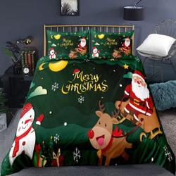 Christmas Santa Claus Deer Bedding Set Gift For Your Girlfriend Boyfriend Gift For Love Gift For Friend Best Valentine Present Holiday Gift
