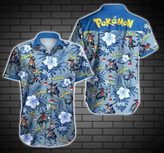 PKM Garchomp Hawaiian Shirt, PKM Unite Hawaiian Shirt Gift For Your Girlfriend Boyfriend Gift For Love Gift For Friend Best Valentine Present Holiday Gift