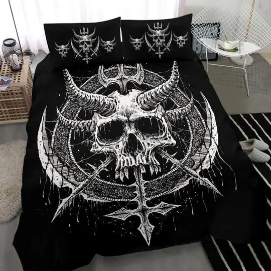 Skull Inverted Cross Dagger Piece Bedding Set Gift For Your Girlfriend Boyfriend Gift For Love Gift For Friend Best Valentine Present Holiday Gift