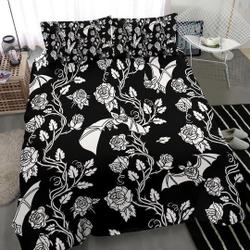 Gothic Bedding Old School Roses Bats and Thorns Bedding Set Gift For Your Girlfriend Boyfriend Gift For Love Gift For Friend Best Valentine Present Holiday Gift