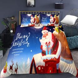 Christmas Santa Claus Deer Bedding Set Gift For Your Girlfriend Boyfriend Gift For Love Gift For Friend Best Valentine Present Holiday Gift