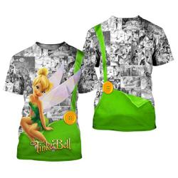 Tinker Bell Button Overalls Patterns Disney Cartoon Outfits Unisex Casual T-shirts Meaningful Gift For Family Gift For Boyfriend Valentine Gift