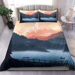 Lake USA Bedding Set, Duvet Cover, 2 Pillow Cases, Bedroom Decor, Bedroom Set Gift For Your Girlfriend Boyfriend Gift For Love Gift For Friend Best Valentine Present Holiday Gift