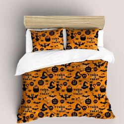 Cat Pumpkin Ghost Trick and Treat Bedding SetsGift For Your Girlfriend Boyfriend Gift For Love Gift For Friend Best Valentine Present Holiday Gift