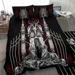 Skull Satanic Goat Satanic Pentagram Flame Welcome To Hells Bedding Set Gift For Your Girlfriend Boyfriend Gift For Love Gift For Friend Best Valentine Present Holiday Gift