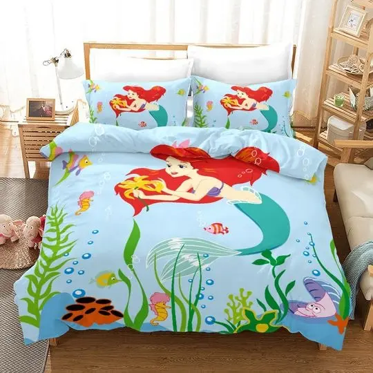 Princess Mermaid Cartoon Bedding Set Gift For Your Girlfriend Boyfriend Gift For Love Gift For Friend Best Valentine Present Holiday Gift