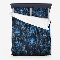 Exotic Blue Smoke Skull 3 Piece Microfiber Duvet Bedding Set Gift For Your Girlfriend Boyfriend Gift For Love Gift For Friend Best Valentine Present Holiday Gift