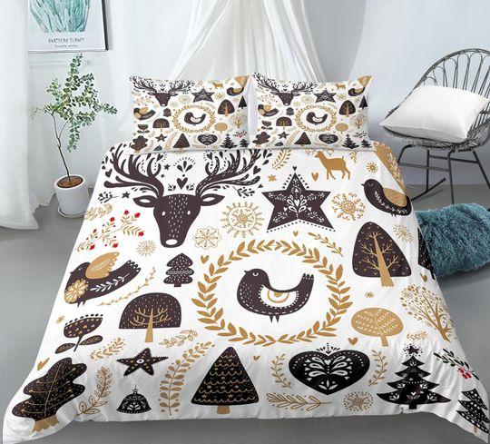 Folk arts Scandinavian Christmas Bedding setsGift For Your Girlfriend Boyfriend Gift For Love Gift For Friend Best Valentine Present Holiday Gift