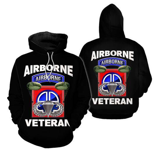 Airborne Veteran Paratrooper 3D All Over Print Hoodie