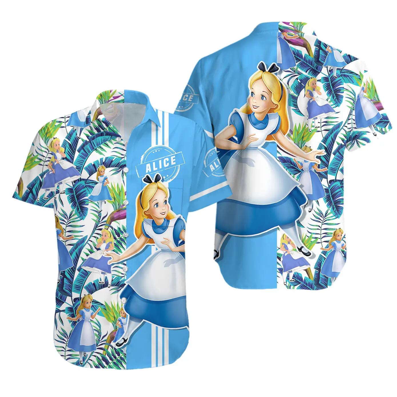 Alice in Wonderland Floral Hawaiian Shirt Gift For Your Girlfriend Boyfriend Gift For Love Gift For Friend Best Valentine Present Holiday Gift