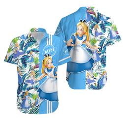 Alice in Wonderland Floral Hawaiian Shirt Gift For Your Girlfriend Boyfriend Gift For Love Gift For Friend Best Valentine Present Holiday Gift