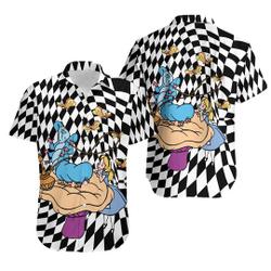 Alice in Wonderland Hawaiian Shirt, Caterpillar Checkered Short Sleeve Shirt Gift For Your Girlfriend Boyfriend Gift For Love Gift For Friend Best Valentine Present Holiday Gift