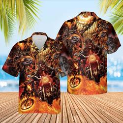 Amazing Skull Motorcycle Racing Hawaiian Shirt Gift For Your Girlfriend Boyfriend Gift For Love Gift For Friend Best Valentine Present Holiday Gift