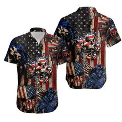 America Skull Hawaiian Shirt Gift For Your Girlfriend Boyfriend Gift For Love Gift For Friend Best Valentine Present Holiday Gift