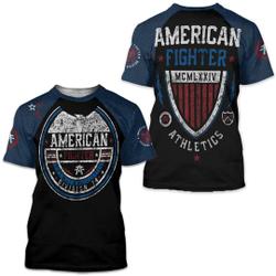 American Fighter Sherman Eagle Black Athletic Fit T-shirt Meaningful Gift For Family Gift For Boyfriend Valentine Gift