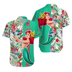 Ariel Little Mermaid Floral Hawaiian Shirt Gift For Your Girlfriend Boyfriend Gift For Love Gift For Friend Best Valentine Present Holiday Gift
