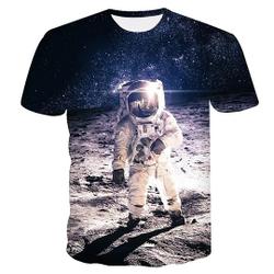 Unisex Tee T shirt 3D Print Graphic Prints Astronaut Casual Tops Basic Fashion Meaningful Gift For Family Gift For Boyfriend Valentine Gift