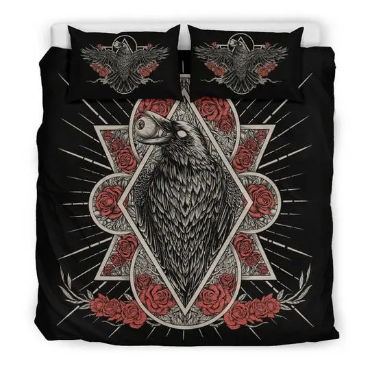 New! Goth Occult Crow Eye Part Bedding Set Gift For Your Girlfriend Boyfriend Gift For Love Gift For Friend Best Valentine Present Holiday Gift