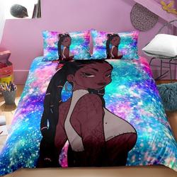 Little Black Girl Bedding Sets Queen, Black Magic Girl Bedding Set Gift For Your Girlfriend Boyfriend Gift For Love Gift For Friend Best Valentine Present Holiday Gift