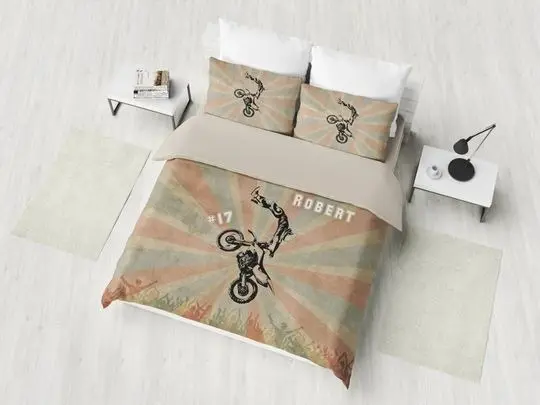 Motocross Bedding Set, Dirt Bike Bedding Set Gift For Your Girlfriend Boyfriend Gift For Love Gift For Friend Best Valentine Present Holiday Gift