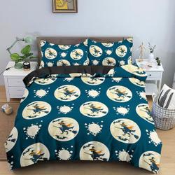 Flying witch full moon Halloween Bedding Set Gift For Your Girlfriend Boyfriend Gift For Love Gift For Friend Best Valentine Present Holiday Gift