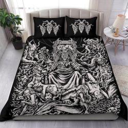 Skull Demon Satanic Goat Baphomet Throne Bedding Set Gift For Your Girlfriend Boyfriend Gift For Love Gift For Friend Best Valentine Present Holiday Gift