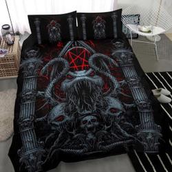 Skull Satanic Pentagram Serpent Gate Shrine Bedding Set Gift For Your Girlfriend Boyfriend Gift For Love Gift For Friend Best Valentine Present Holiday Gift