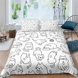 Funny cat bedding white cute duvet cover Set Gift For Your Girlfriend Boyfriend Gift For Love Gift For Friend Best Valentine Present Holiday Gift