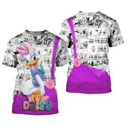 Daisy Duck Button Overalls Patterns Disney Cartoon Outfits Unisex Casual T-shirts Meaningful Gift For Family Gift For Boyfriend Valentine Gift