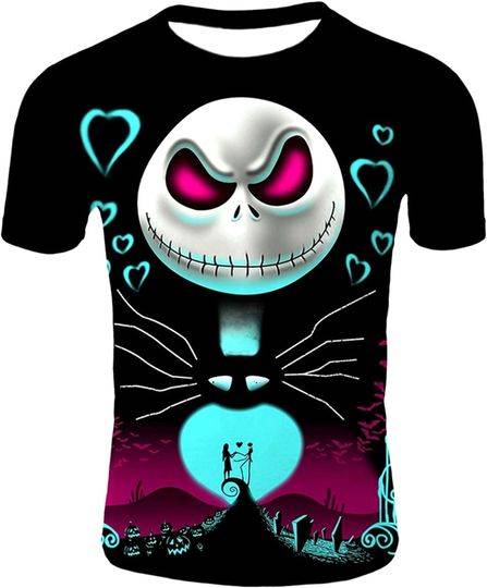 WCZARE Christmas Halloween Jack 3D Printed T-Shirt Meaningful Gift For Family Gift For Boyfriend Valentine Gift