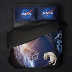 Nasa Porthole Bedding Set, Duvet Cover, 2 Pillow Cases, Space Station Bedroom Decor, Bedroom Set Gift For Your Girlfriend Boyfriend Gift For Love Gift For Friend Best Valentine Present Holiday Gift