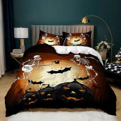Skeleton and pumpkin halloween bedding Set Gift For Your Girlfriend Boyfriend Gift For Love Gift For Friend Best Valentine Present Holiday Gift