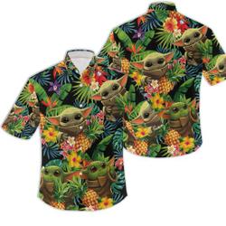 Baby Yoda Disney Hawaiian Shirt Summer Beach Trip Family Hawaiian Shirt Gift For Your Girlfriend Boyfriend Gift For Love Gift For Friend Best Valentine Present Holiday Gift