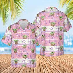 Baby Yoda Hawaiian Shirts, Babby Yoda Button Up Shirts, Yoda Star Wars Trip Shirts, Tropical Shirts, Gift For Men, Baby Yoda Summer Shirt